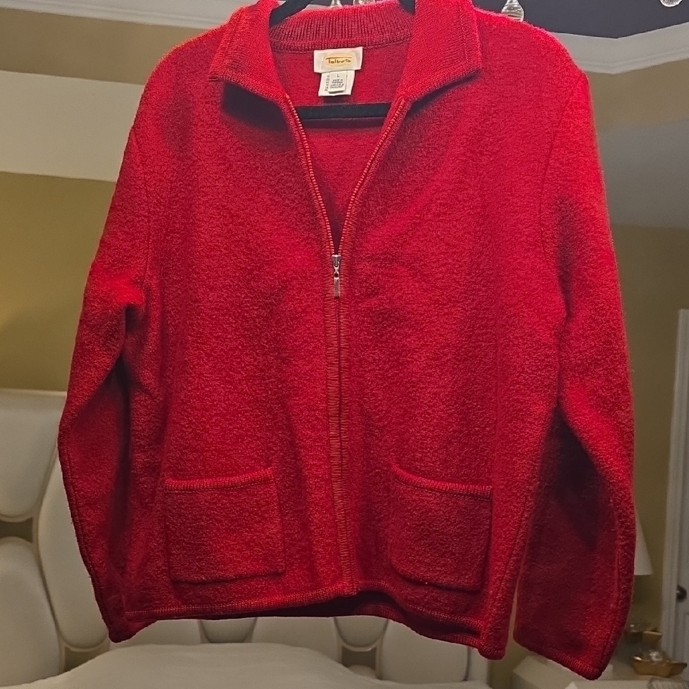 Wool Talbots Red Women's Sweater Cardigan